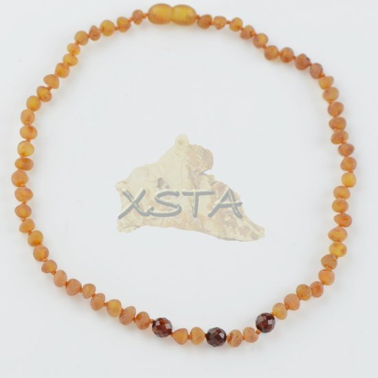 Raw amber necklace for babies with round beads